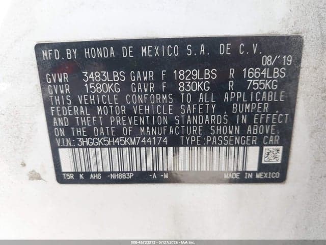 2019 HONDA FIT LX 9