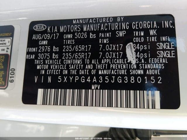 2018 KIA SORENTO 2.4L LX 9