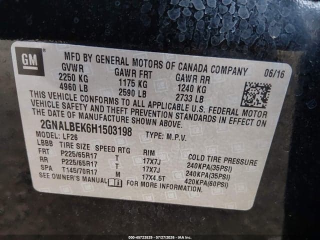 2017 CHEVROLET EQUINOX LS 9