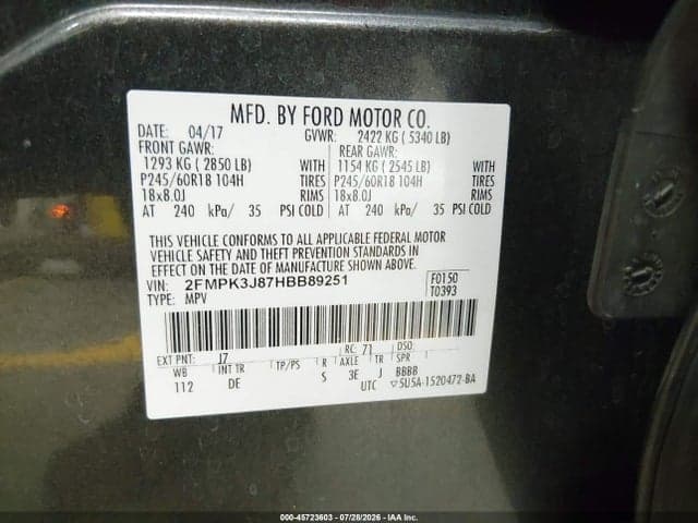 2017 FORD EDGE SEL 9