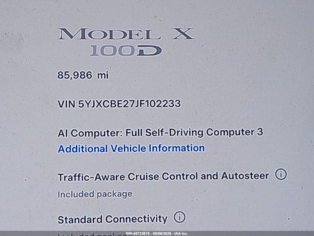 2018 TESLA MODEL X 100D/75D/P100D 15