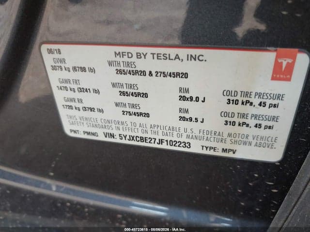 2018 TESLA MODEL X 100D/75D/P100D 9