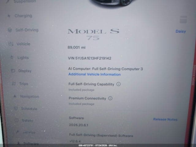 2017 TESLA MODEL S 60/75 7