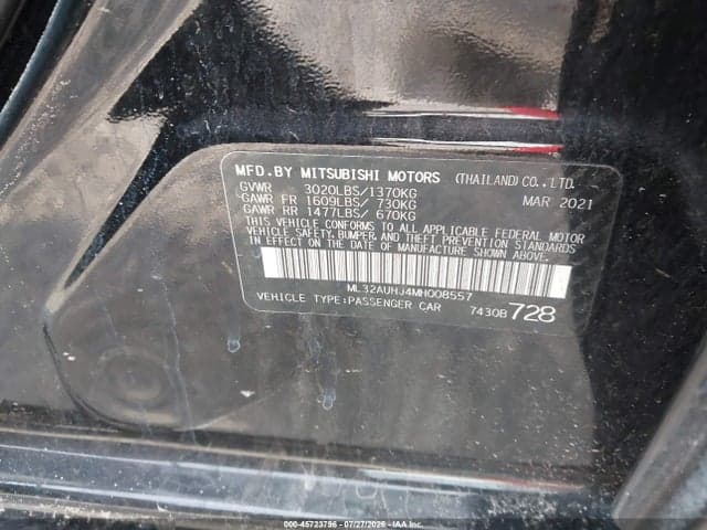 2021 MITSUBISHI MIRAGE CARBONITE EDITION/ES/LE 9