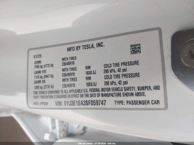 2025 TESLA MODEL 3 LONG RANGE REAR-WHEEL DRIVE/STANDARD REAR-WHEEL DRIVE 9
