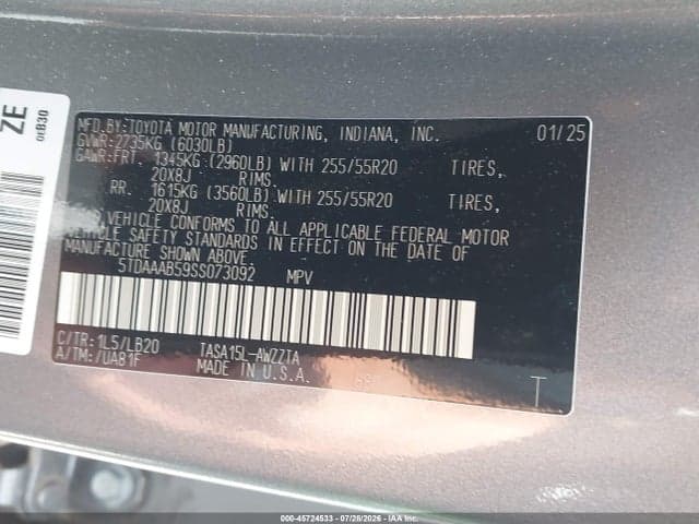 2025 TOYOTA GRAND HIGHLANDER PLATINUM 9