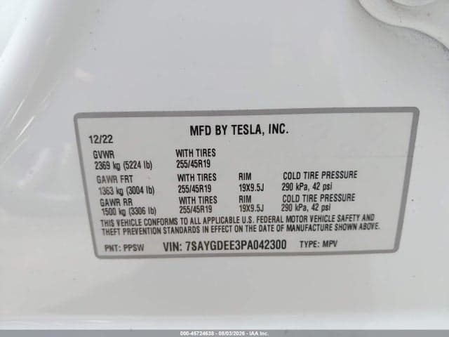 2023 TESLA MODEL Y AWD/LONG RANGE DUAL MOTOR ALL-WHEEL DRIVE 9