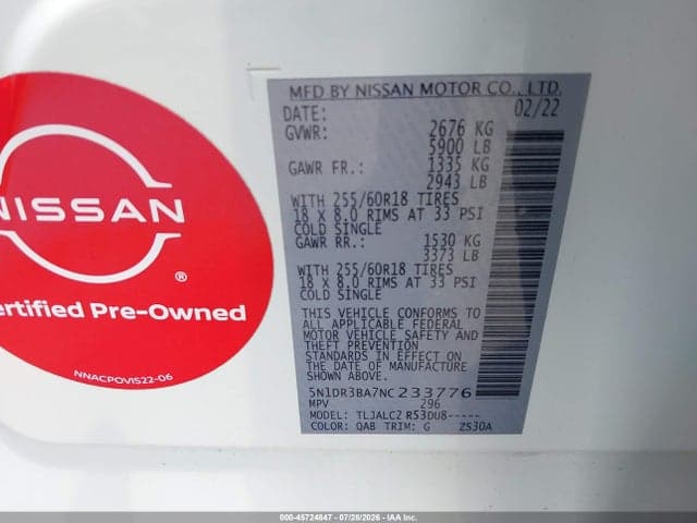 2022 NISSAN PATHFINDER SV 2WD 9