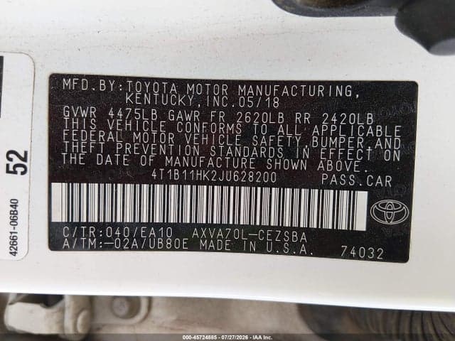 2018 TOYOTA CAMRY SE 9