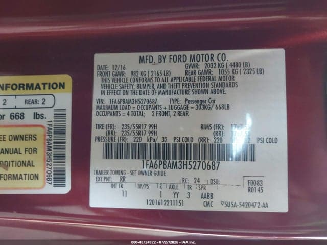 2017 FORD MUSTANG V6 9