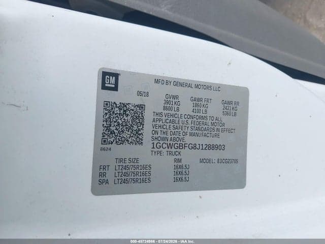 2018 CHEVROLET EXPRESS 2500 WORK VAN 9