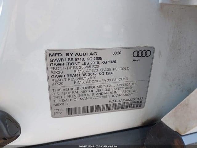 2021 AUDI SQ5 PREMIUM PLUS TFSI QUATTRO TIPTRONIC 9