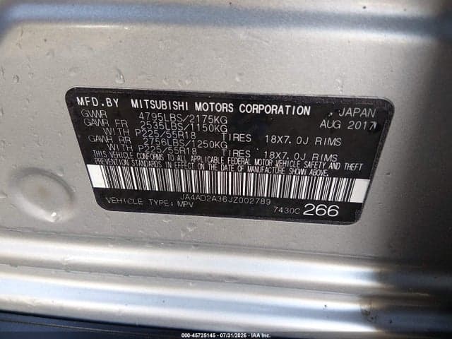 2018 MITSUBISHI OUTLANDER ES 9