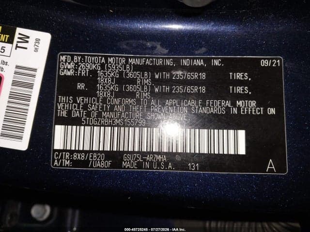 2021 TOYOTA HIGHLANDER XLE 9