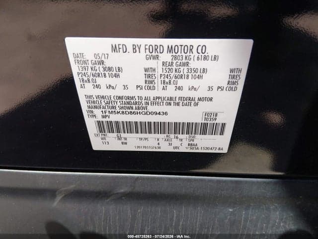 2017 FORD EXPLORER XLT 9