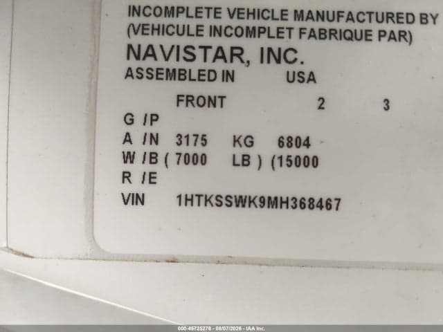 2021 INTERNATIONAL CV 8