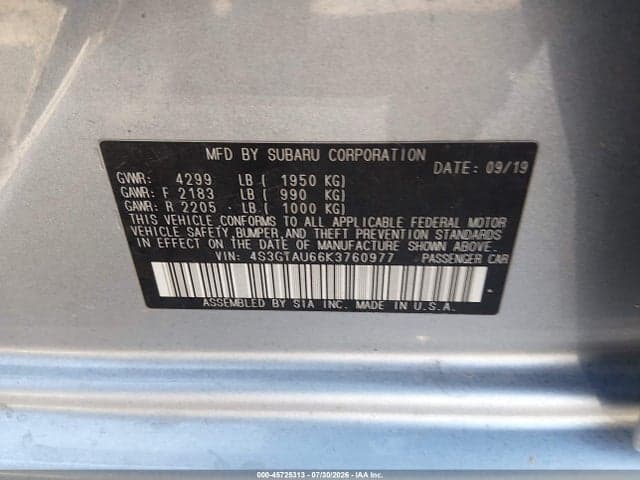 2019 SUBARU IMPREZA 2.0I LIMITED 9