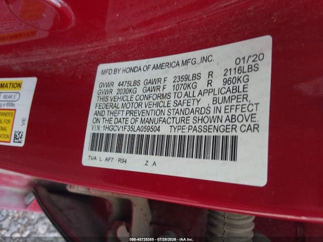 2020 HONDA ACCORD SPORT 9