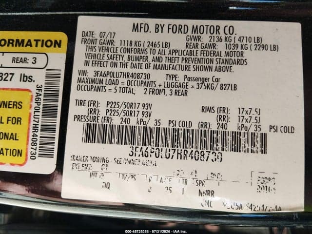 2017 FORD FUSION HYBRID SE 9