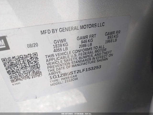 2020 CHEVROLET MALIBU FWD LS 9