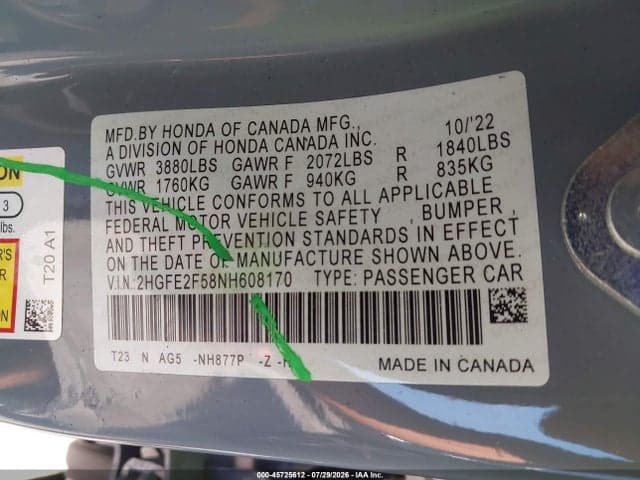 2022 HONDA CIVIC SPORT 9
