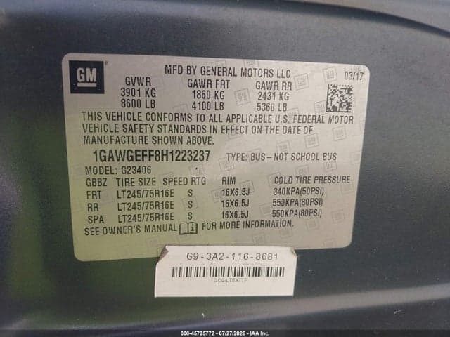 2017 CHEVROLET EXPRESS 2500 LS 9