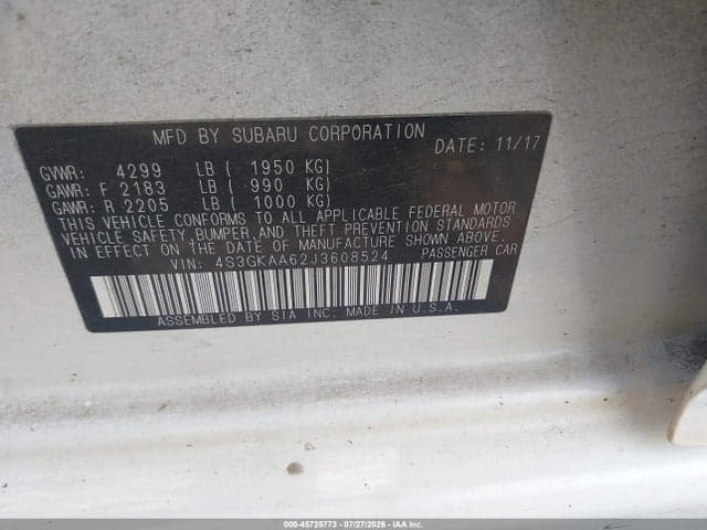 2018 SUBARU IMPREZA 2.0I 9