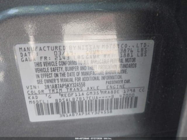 2019 NISSAN SENTRA S 9