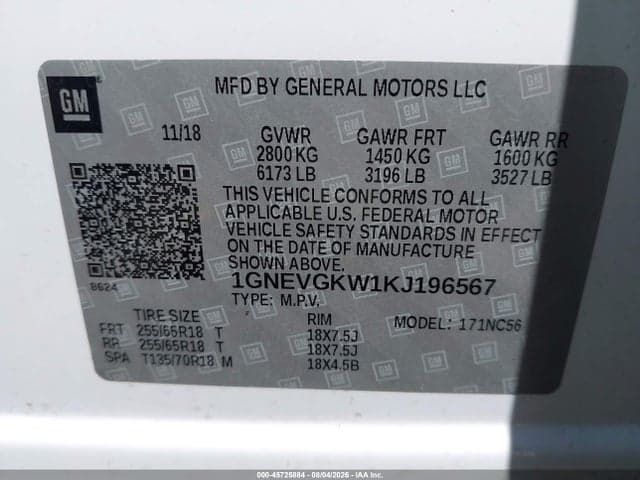 2019 CHEVROLET TRAVERSE 1LT 9