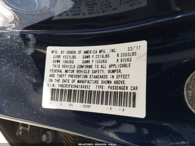 2017 HONDA ACCORD EX-L 9
