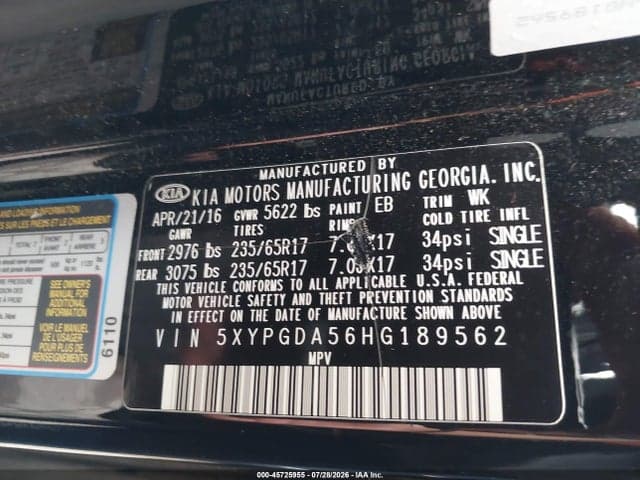 2017 KIA SORENTO 3.3L LX 9