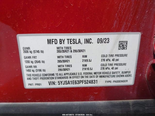 2023 TESLA MODEL S PLAID TRI MOTOR ALL-WHEEL DRIVE 9