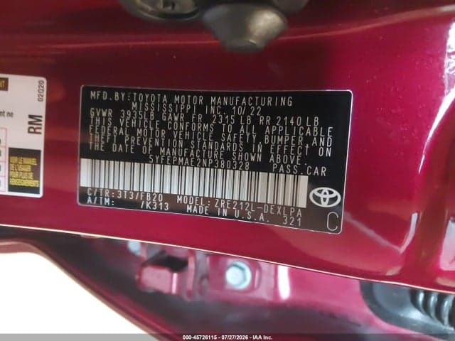 2022 TOYOTA COROLLA LE 9