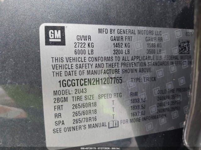 2017 CHEVROLET COLORADO 4WD LT 9