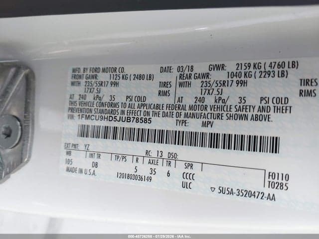 2018 FORD ESCAPE SEL 9