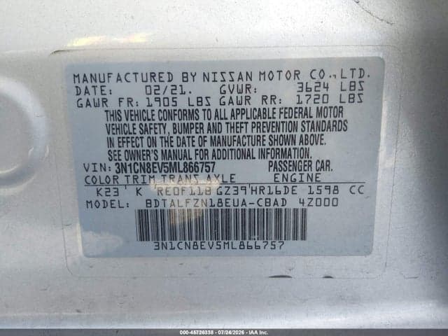 2021 NISSAN VERSA SV XTRONIC CVT 9