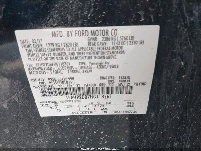 2017 FORD TAURUS SE 9