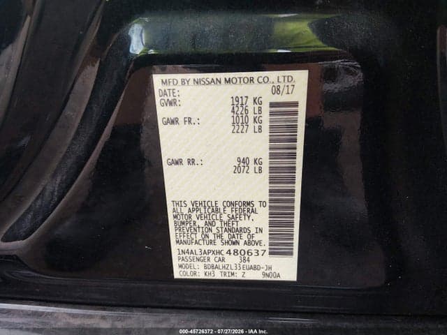 2017 NISSAN ALTIMA 2.5 SR 9