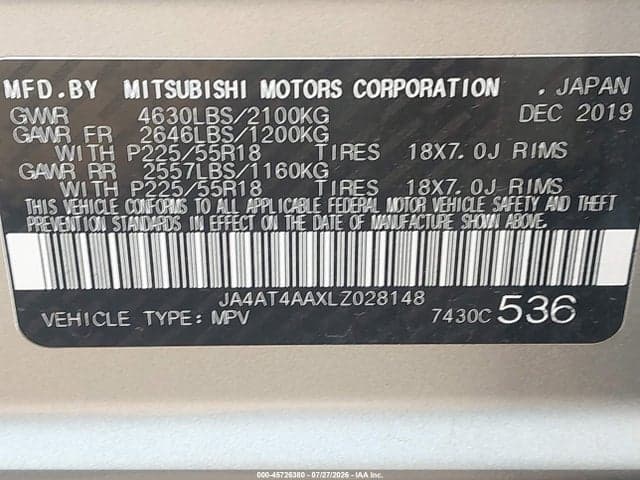 2020 MITSUBISHI ECLIPSE CROSS LE 1.5T AWC 9