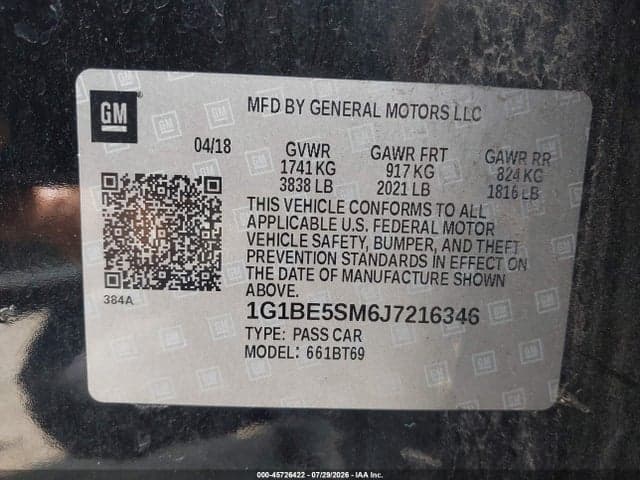 2018 CHEVROLET CRUZE LT AUTO 9