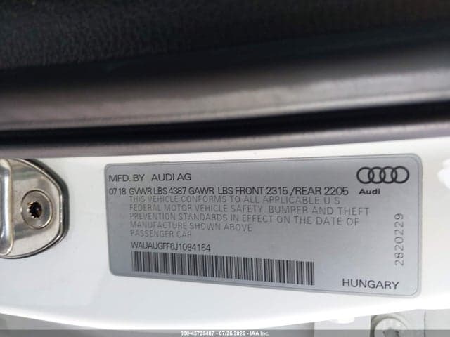 2018 AUDI A3 2.0T PREMIUM 9