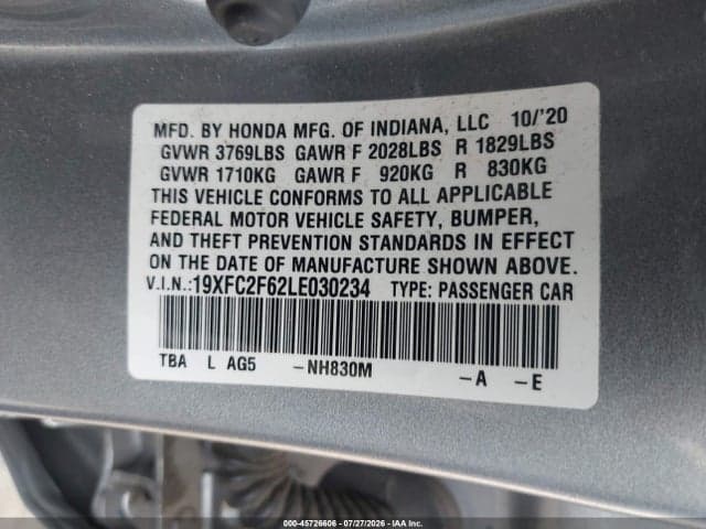 2020 HONDA CIVIC LX 9