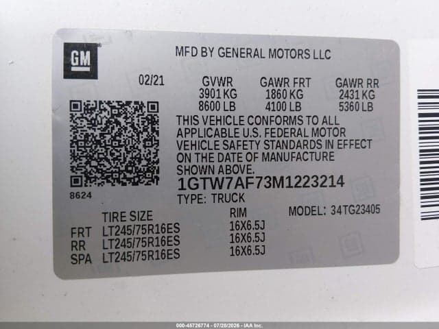 2021 GMC SAVANA CARGO RWD 2500 REGULAR WHEELBASE WORK VAN 9