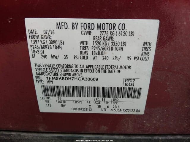 2017 FORD EXPLORER XLT 9