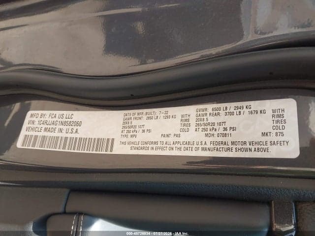 2022 JEEP GRAND CHEROKEE L ALTITUDE 4X2 9