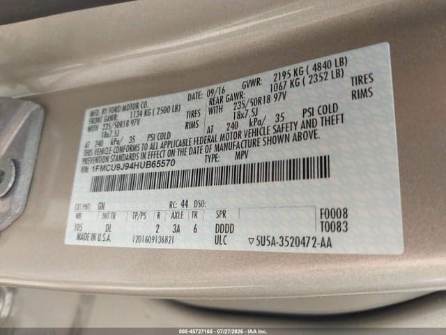 2017 FORD ESCAPE TITANIUM 9