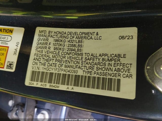 2023 HONDA ACCORD EX 9