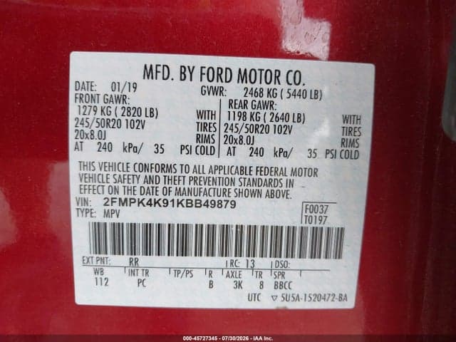 2019 FORD EDGE TITANIUM 9