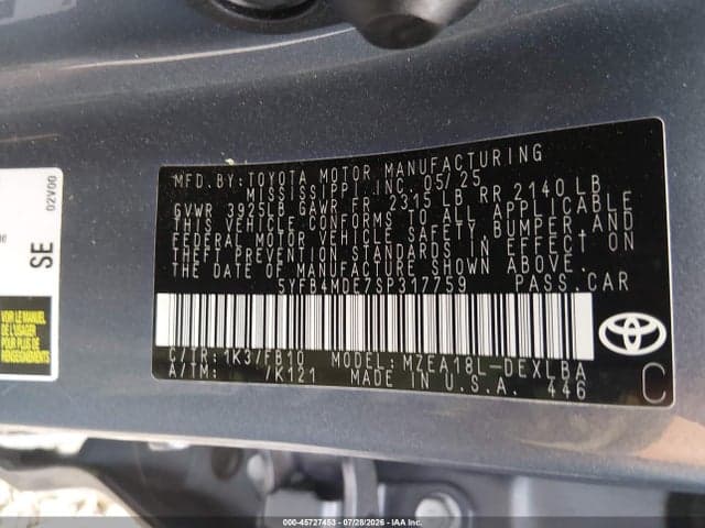 2025 TOYOTA COROLLA LE 9