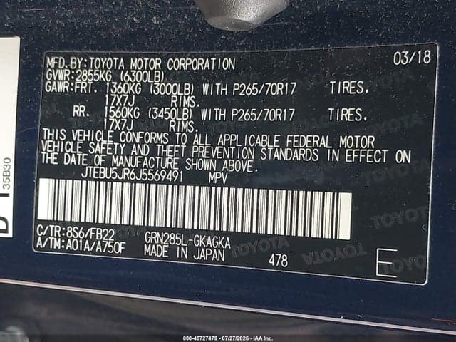 2018 TOYOTA 4RUNNER SR5 9